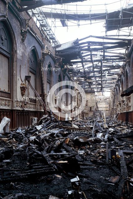 Fire damage at St George's Hall, Windsor Castle, Windsor, Berkshire, 1992. Artist: Unknown