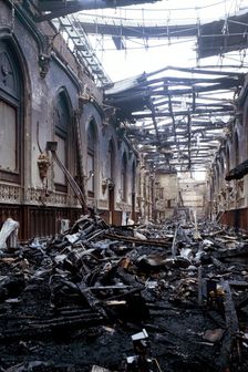 Fire damage at St George's Hall, Windsor Castle, Windsor, Berkshire, 1992