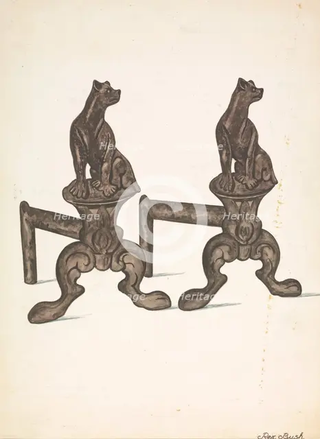 Fire Dogs, c. 1936. Creator: Rex F Bush.