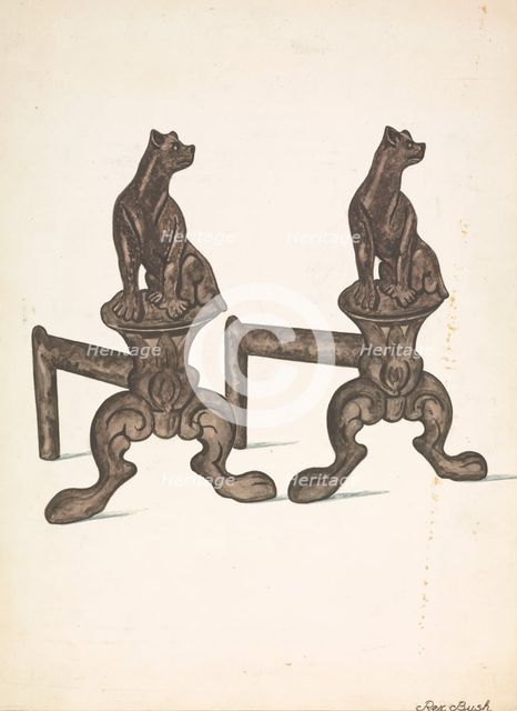 Fire Dogs, c. 1936. Creator: Rex F Bush.