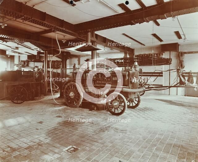 Fire engine at Cannon Street Fire Station, Cannon Street, City of London, 1907. Artist: Unknown.