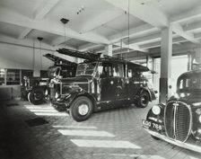 Fire engines at Battersea Fire Station, Este Road, Battersea, London, 1938