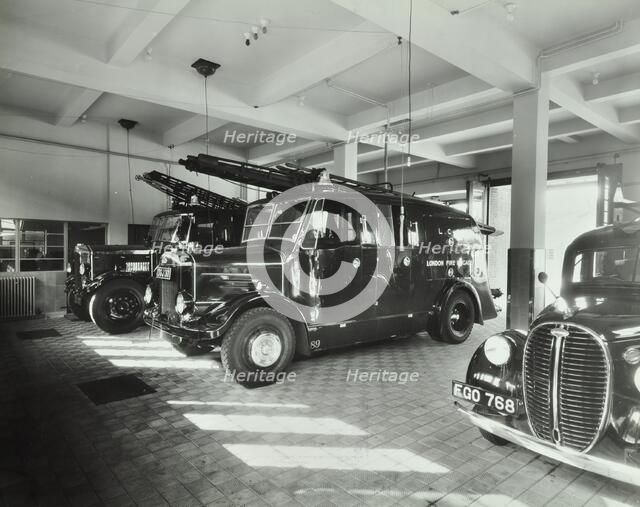 Fire engines at Battersea Fire Station, Este Road, Battersea, London, 1938. Artist: Unknown.