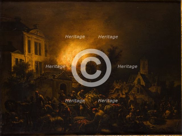 Fire in the City-Palace in the Fire, between 1654-1664. Creator: Egbert van der Poel.