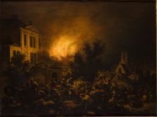 Fire in the City-Palace in the Fire, between 1654-1664. Creator: Egbert van der Poel