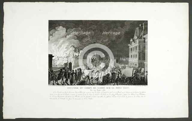 Fire in the Guard House on the Pont Neuf, 1798-1804. Creator: Claude Niquet I.