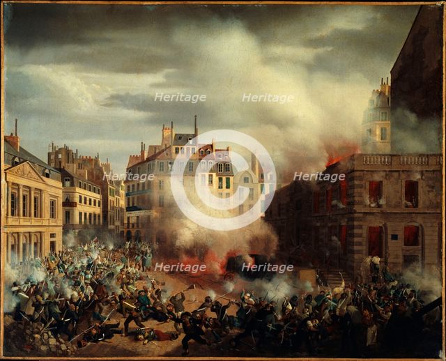 Fire in the water tower, Place du Palais-Royal, February 24, 1848. Creator: Eugene Henri Adolphe Hagnauer.