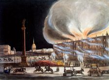 Fire in the Winter Palace in December 1837, (1838). Creator: Green, Benjamin Richard (1808-1876)