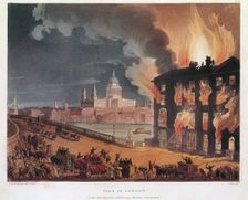 Fire in London 1791. Creators: Thomas Rowlandson, Augustus Charles Pugin
