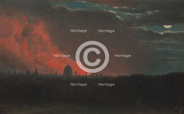 Fire in London, Seen from Hampstead, Oct. 16, 1834, as seen from Hampstead, ca. 1826. Creator: John Constable.