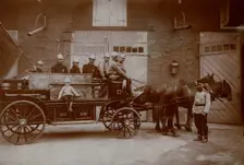 Fire line in the courtyard of the Irkutsk Voluntary Fire Society, early 20th century. Creator: Unknown