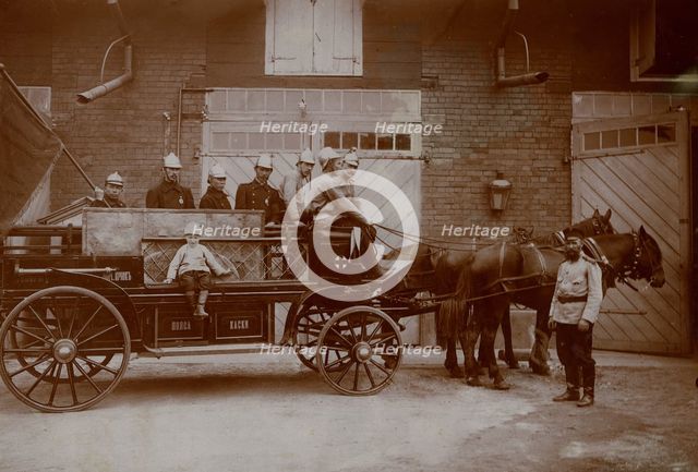 Fire line in the courtyard of the Irkutsk Voluntary Fire Society, early 20th century. Creator: Unknown.