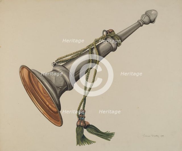 Fire Marshall Trumpet, c. 1939. Creator: Thomas Dooley.