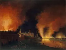 Fire of Moscow on 15th September 1812 (The French in Moscow), 1812-1817. Creator: Oldendorp, Christian Johann (1772-?)