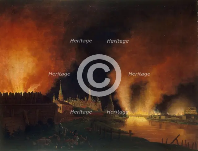 Fire of Moscow on 15th September 1812 (The French in Moscow), 1812-1817. Creator: Oldendorp, Christian Johann (1772-?).