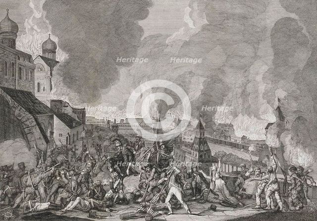 Fire of Moscow on 15th September 1812 (The French in Moscow), 1812-1823.  Creator: Cardelli, Salvatore (active 1800s).