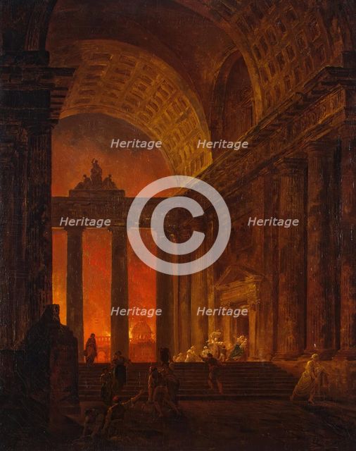 Fire of Rome, 1787. Creator: Hubert Robert.