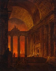 Fire of Rome, 1787. Creator: Hubert Robert