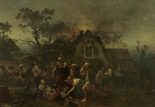 Fire on the Farm, 1854. Creator: Ludwig Knaus