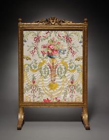 Fire Screen (Écran de Cheminée) and Textile Panels, c. 1780. Creator: Georges Jacob (French, 1739-1814)