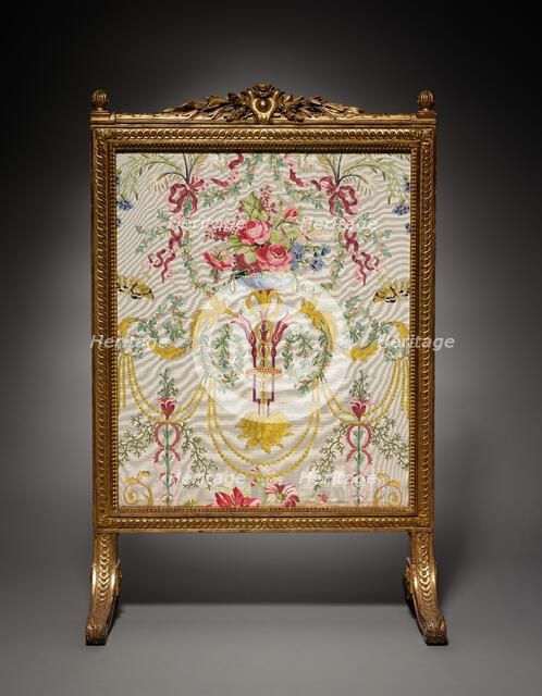 Fire Screen (Écran de Cheminée) and Textile Panels, c. 1780. Creator: Georges Jacob (French, 1739-1814).