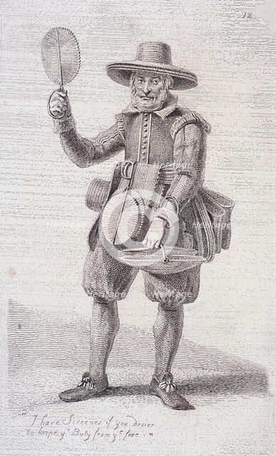 Fire screen seller, c1680, from Cries of London, (c1819?). Artist: John Thomas Smith