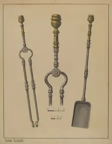 Fire Shovel and Tongs, c. 1937. Creator: Hans Korsch