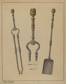 Fire Shovel and Tongs, c. 1937. Creator: Hans Korsch