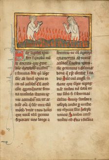 Fire Stones with a Naked Man and Woman; De Natura Avium; De Pastoribus et Ovibus, 1277 or after. Creator: Unknown