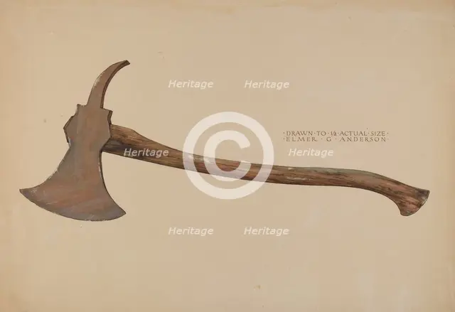 Fireman's Axe, c. 1937. Creator: Elmer G Anderson.
