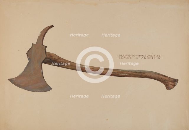 Fireman's Axe, c. 1937. Creator: Elmer G Anderson.