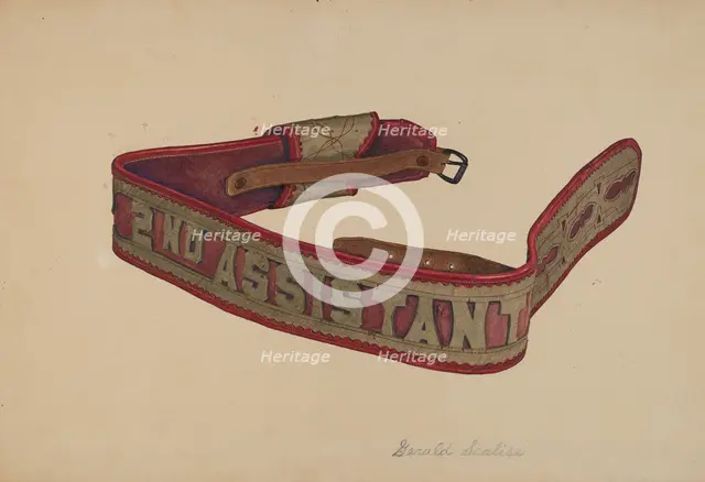 Fireman's Belt, c. 1940. Creator: Gerald Scalise.
