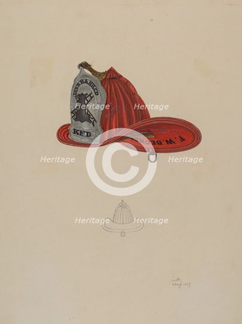 Fireman's Hat, 1937. Creator: Lang, William.