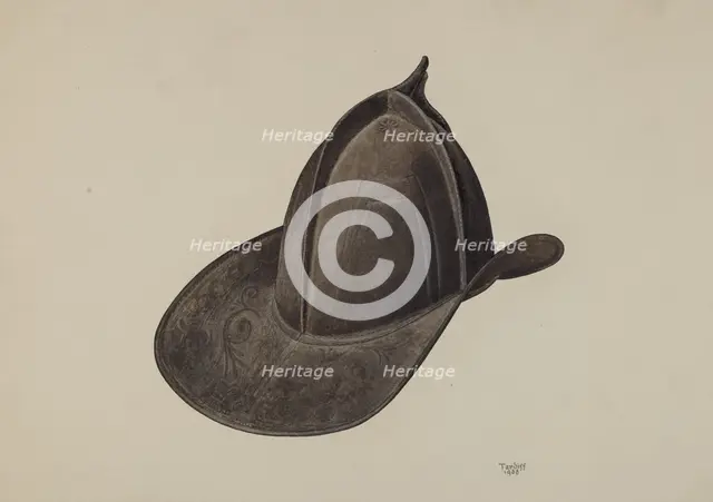 Fireman's Hat, 1938. Creator: Robert Tardiff.