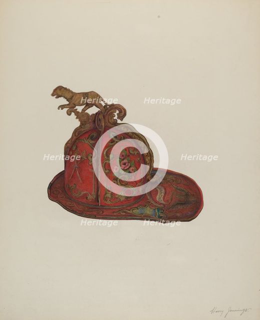 Fireman's Hat, c. 1937. Creator: Harry Jennings.