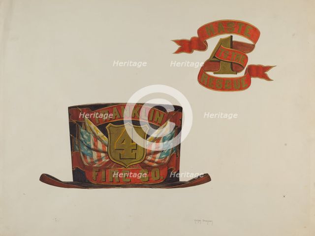 Fireman's Hat, c. 1937. Creator: Helen Bronson.