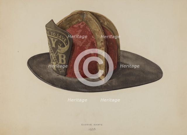 Fireman's Helmet, 1938. Creator: Eugene Bartz.