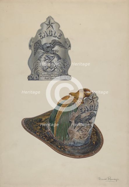 Fireman's Helmet, c. 1939. Creator: David Ramage.