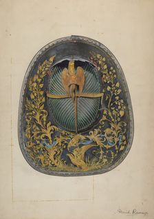 Fireman's Helmet, c. 1939. Creator: David Ramage