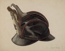 Fireman's Helmet, c. 1939. Creator: Eugene Bartz