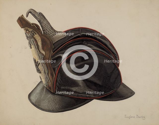 Fireman's Helmet, c. 1939. Creator: Eugene Bartz.