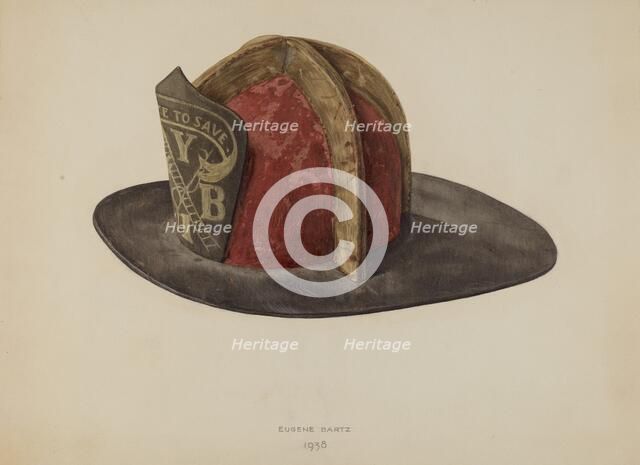 Fireman's Helmet, 1938. Creator: Eugene Bartz.