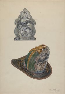 Fireman's Helmet, c. 1939. Creator: David Ramage