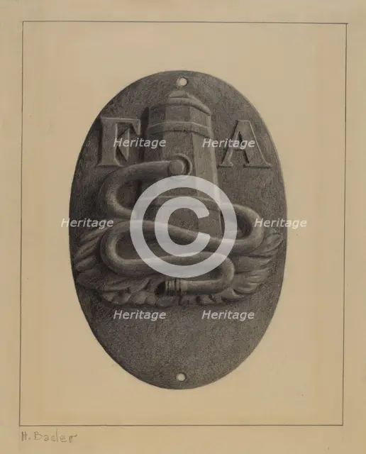 Firemark, c. 1937. Creator: Herman Bader.