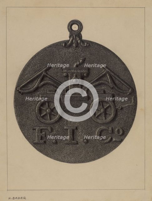 Firemark, c. 1937. Creator: Herman Bader.