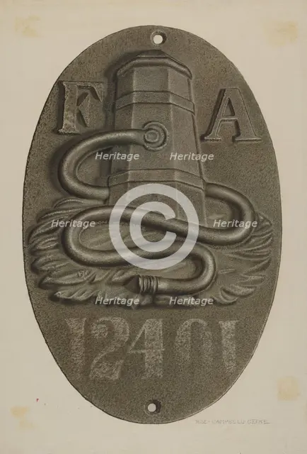Firemark, c. 1940. Creator: Rose Campbell-Gerke.