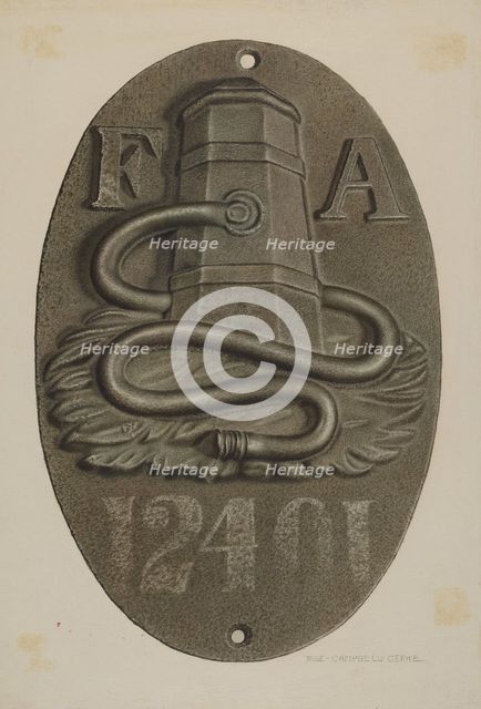 Firemark, c. 1940. Creator: Rose Campbell-Gerke.