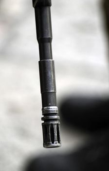 Firearm detail, soldier at the Western Wall, Jerusalem, Israel, 2013. Creator: LTL