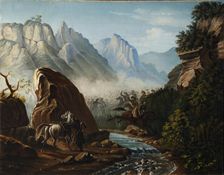 Firefight in the mountains of Dagestan, 1840-1841. Artist: Lermontov, Mikhail Yuryevich (1814-1841)