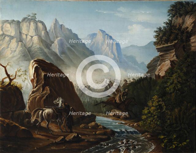 Firefight in the mountains of Dagestan, 1840-1841. Artist: Lermontov, Mikhail Yuryevich (1814-1841)